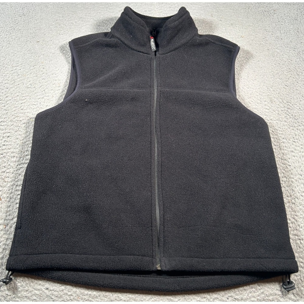 Eddie Bauer Fleece Vest Mens Medium Black Mock Neck Pockets Full Zip‎ Outdoor